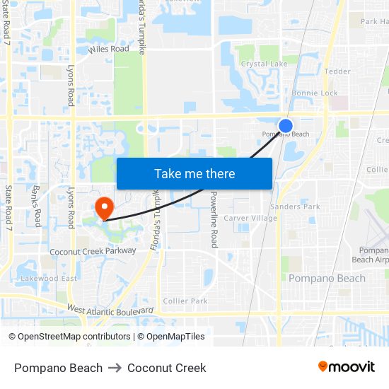 Pompano Beach to Coconut Creek map