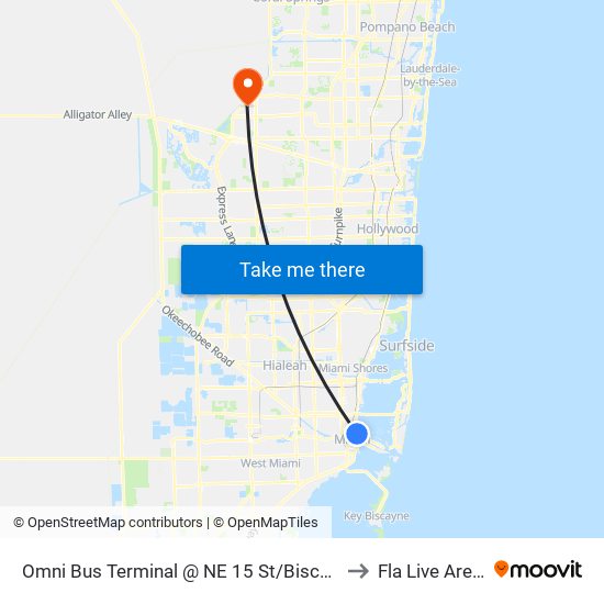 Omni Bus Terminal @ NE 15 St/Biscayne to Fla Live Arena map