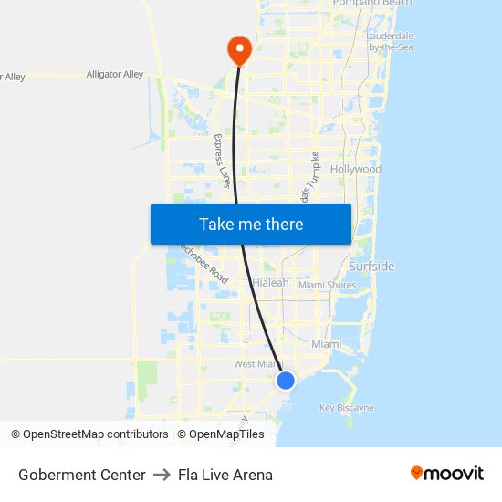 Goberment Center to Fla Live Arena map