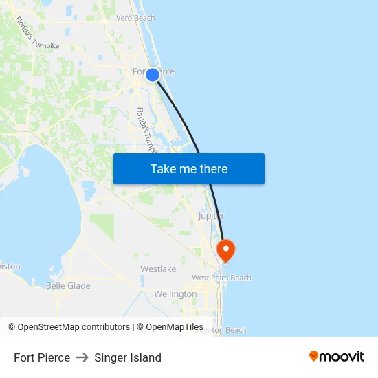 Fort Pierce to Singer Island map