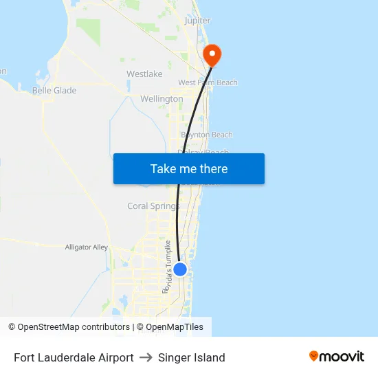 Fort Lauderdale Airport to Singer Island map