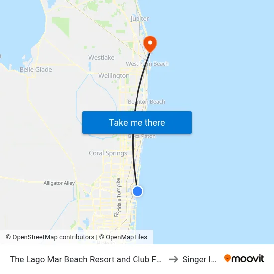 The Lago Mar Beach Resort and Club Fort Lauderdale to Singer Island map