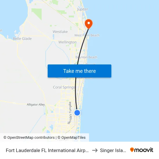 Fort Lauderdale FL International Airport to Singer Island map