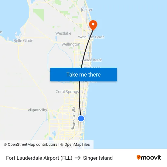 Fort Lauderdale Airport (FLL) to Singer Island map