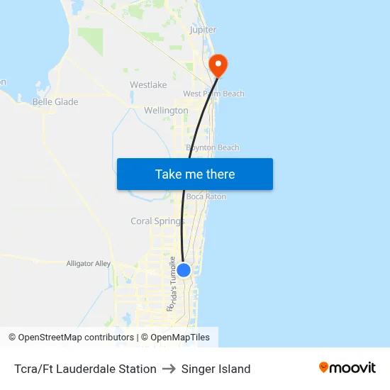Tcra/Ft Lauderdale Station to Singer Island map