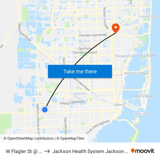 W Flagler St @ NW 107 Av to Jackson Health System Jackson North Medical Center map