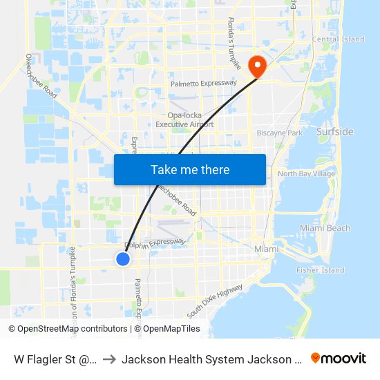 W Flagler St @ NW 87 Av to Jackson Health System Jackson North Medical Center map