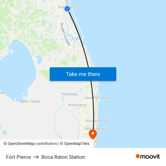 Fort Pierce to Boca Raton Station map