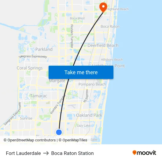 Fort Lauderdale to Boca Raton Station map