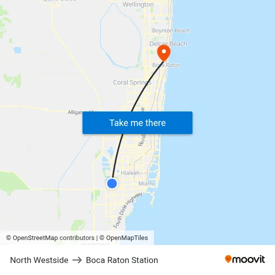 North Westside to Boca Raton Station map