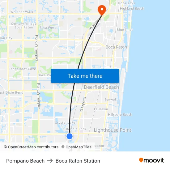 Pompano Beach to Boca Raton Station map