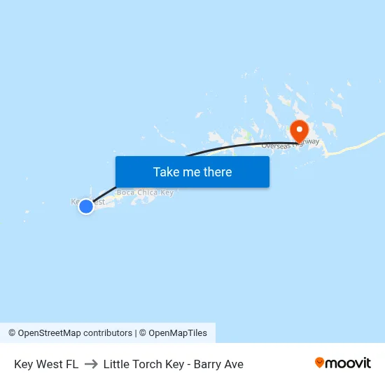 Key West FL to Little Torch Key - Barry Ave map