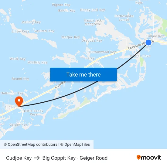 Cudjoe Key to Big Coppit Key - Geiger Road map