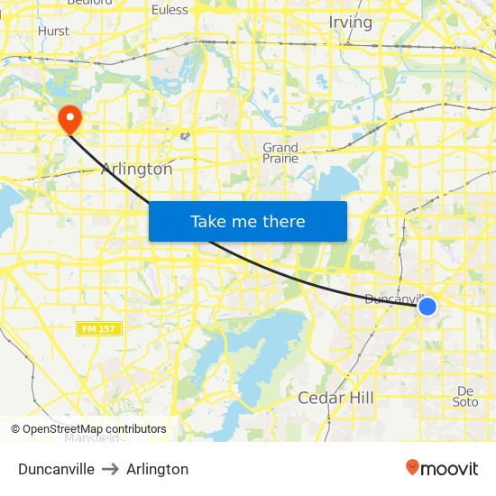 Duncanville to Arlington map