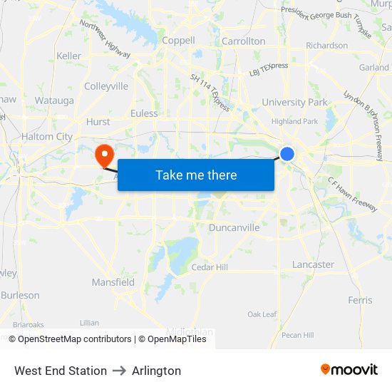 West End Station to Arlington map