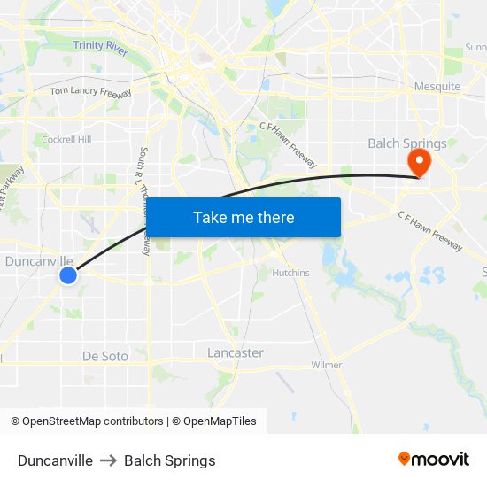 Duncanville to Balch Springs map