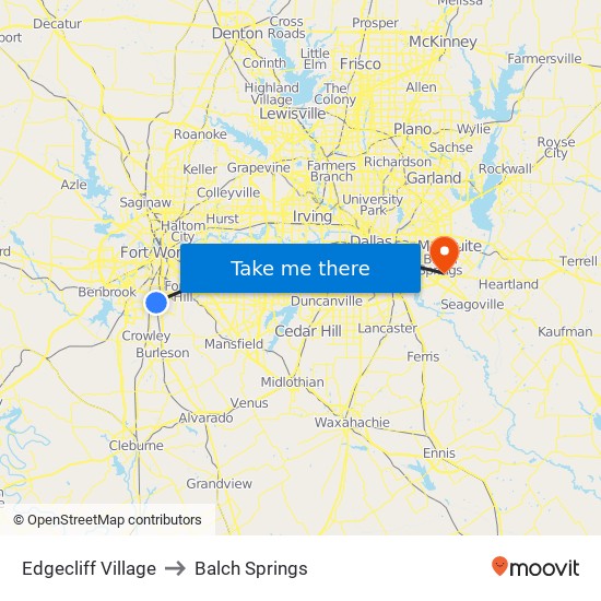 Edgecliff Village to Balch Springs map