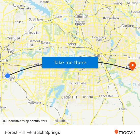 Forest Hill to Balch Springs map