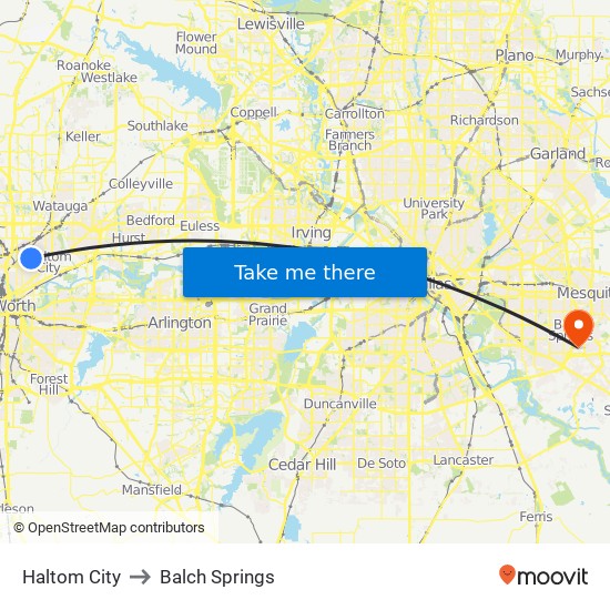 Haltom City to Balch Springs map