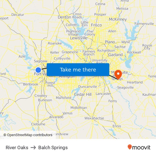 River Oaks to Balch Springs map