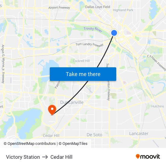 Victory Station to Cedar Hill map