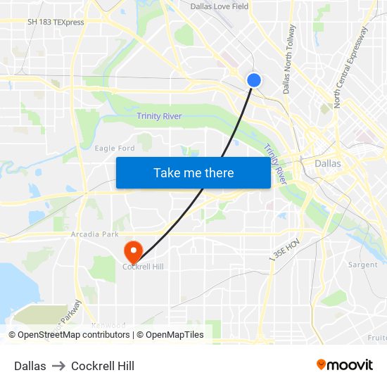 Dallas to Cockrell Hill map