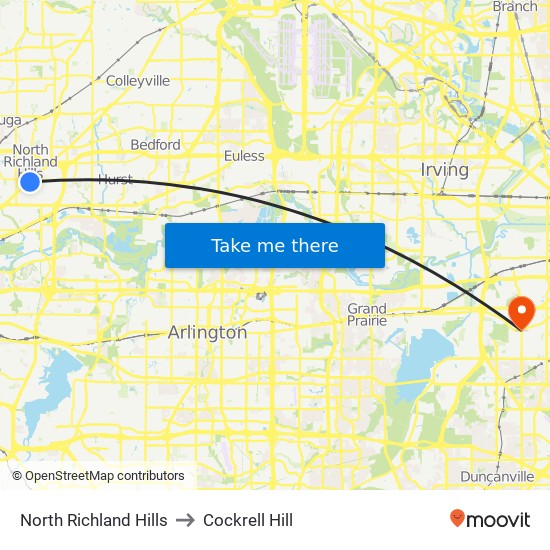 North Richland Hills to Cockrell Hill map