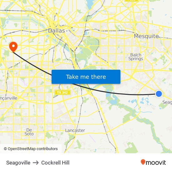 Seagoville to Cockrell Hill map