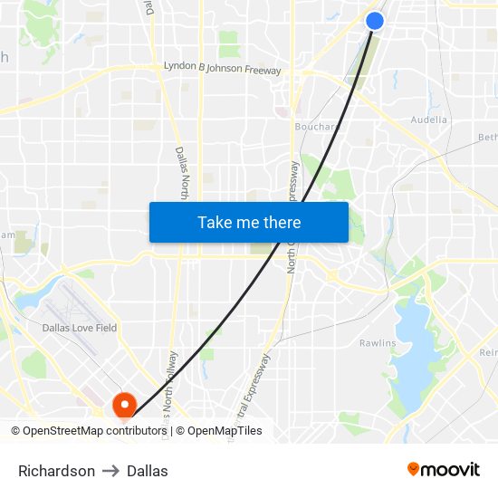 Richardson to Dallas map