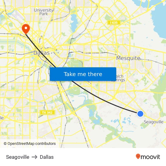 Seagoville to Dallas map