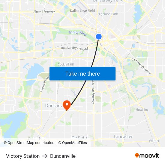 Victory Station to Duncanville map