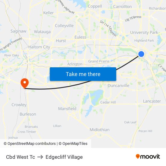 Cbd West Tc to Edgecliff Village map