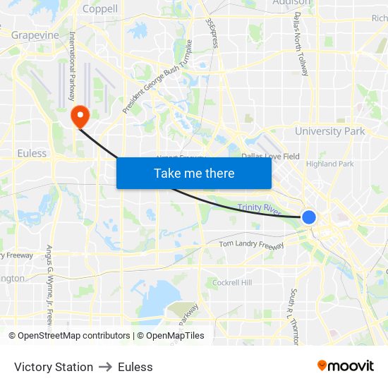 Victory Station to Euless map