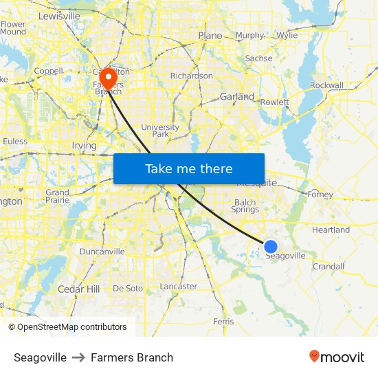 Seagoville to Farmers Branch map