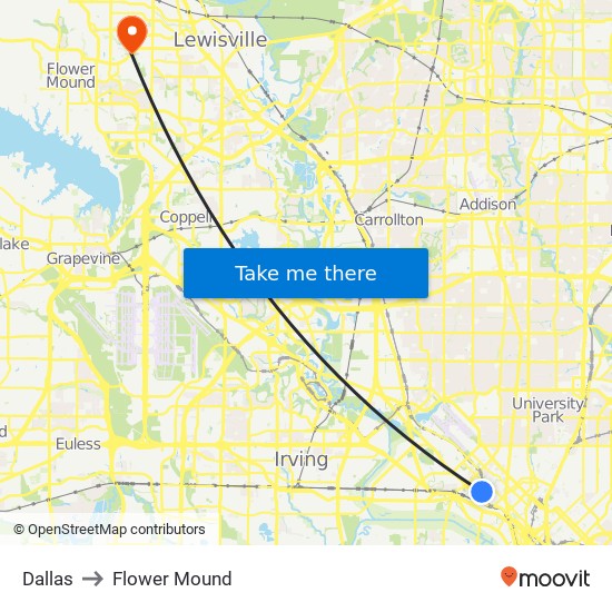 Dallas to Flower Mound map