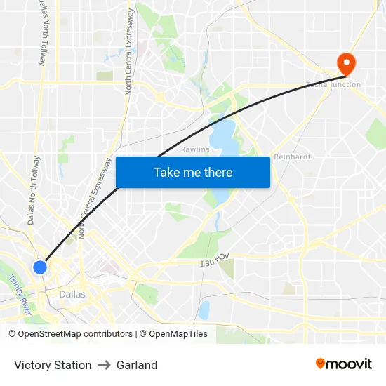 Victory Station to Garland map