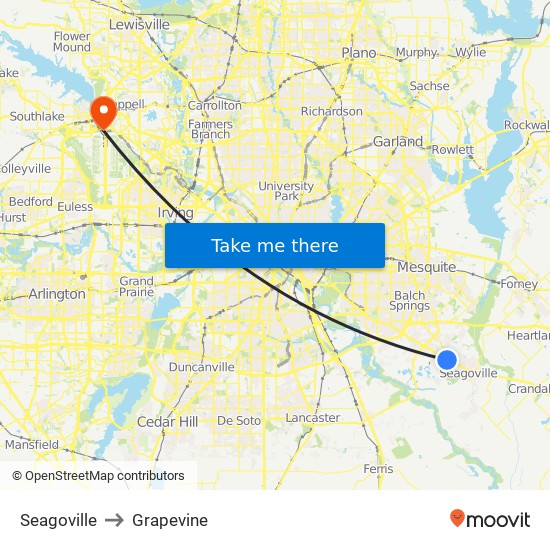 Seagoville to Grapevine map