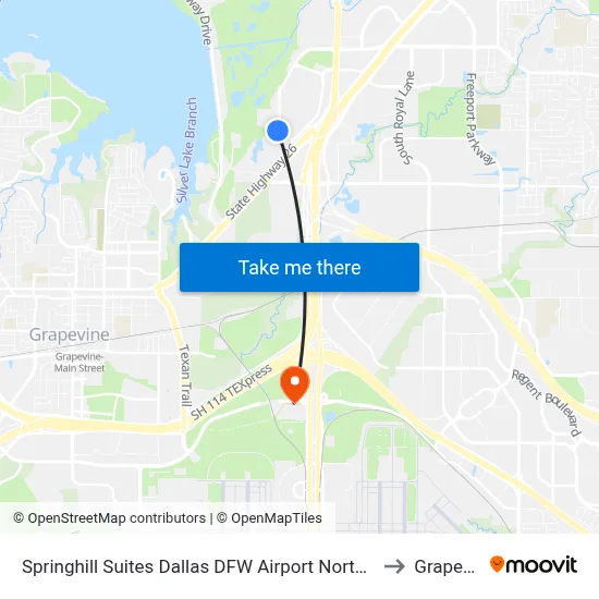 Springhill Suites Dallas DFW Airport North/Grapevine to Grapevine map