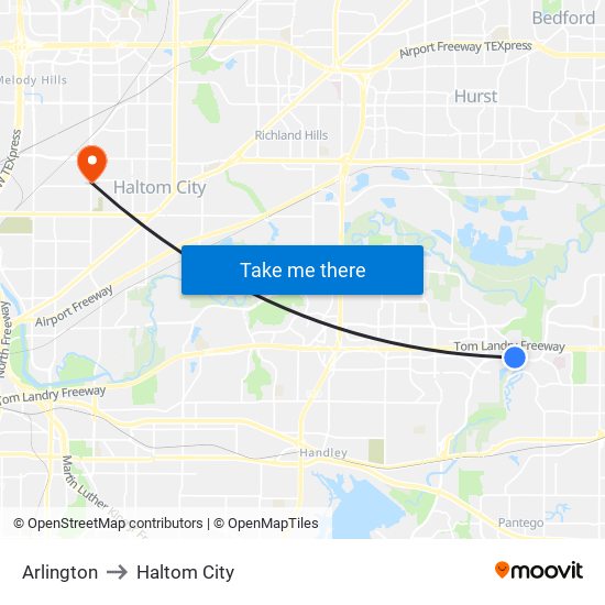 Arlington to Haltom City map