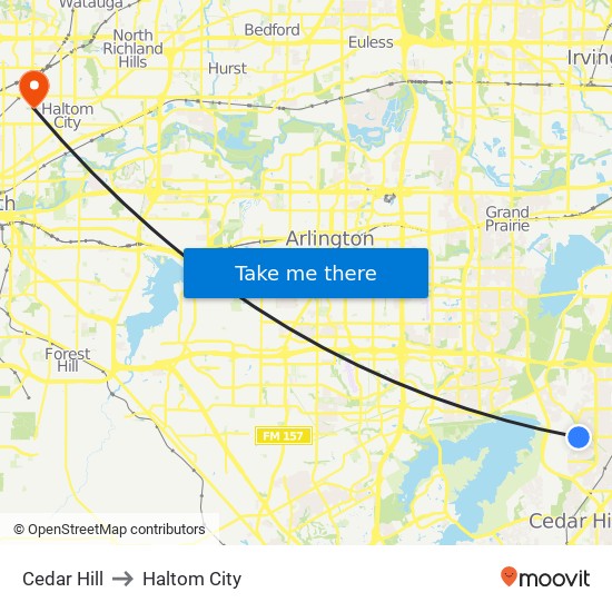 Cedar Hill to Haltom City map