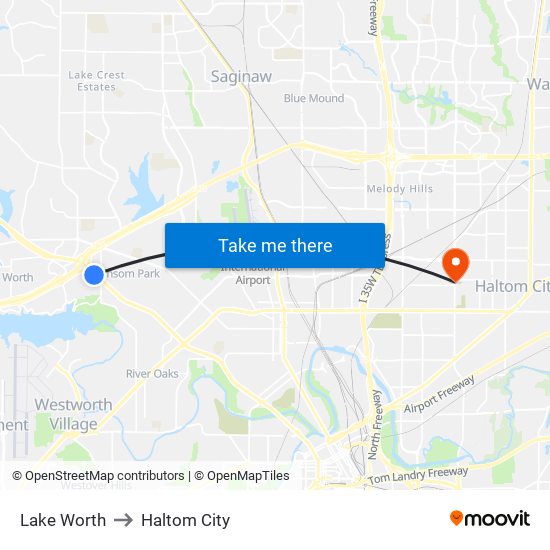 Lake Worth to Haltom City map