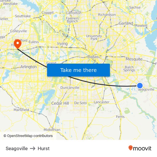 Seagoville to Hurst map