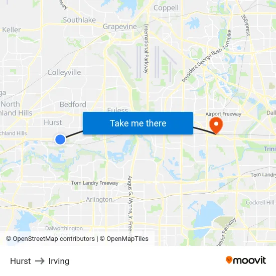 Hurst to Irving map