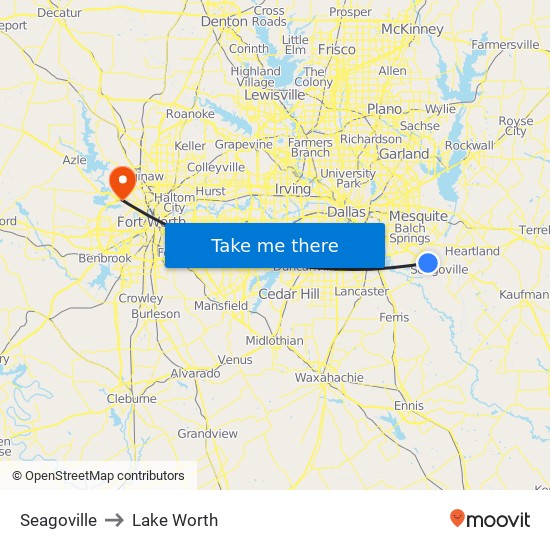 Seagoville to Lake Worth map