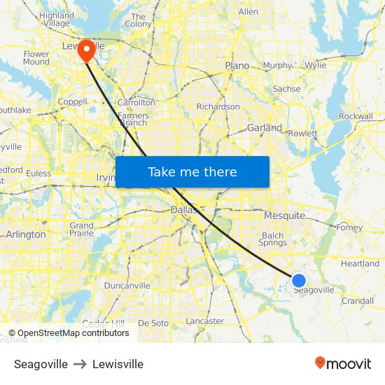 Seagoville to Lewisville map