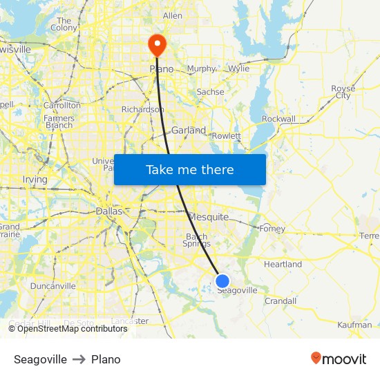 Seagoville to Plano map