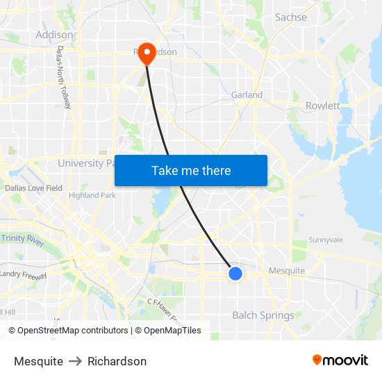 Mesquite to Richardson map