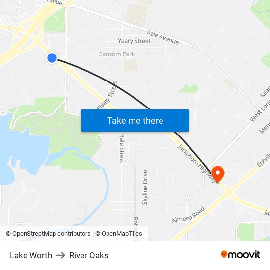 Lake Worth to River Oaks map