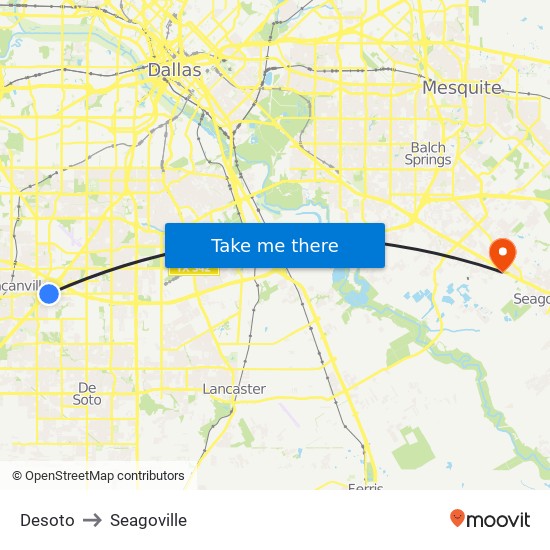 Desoto to Seagoville map