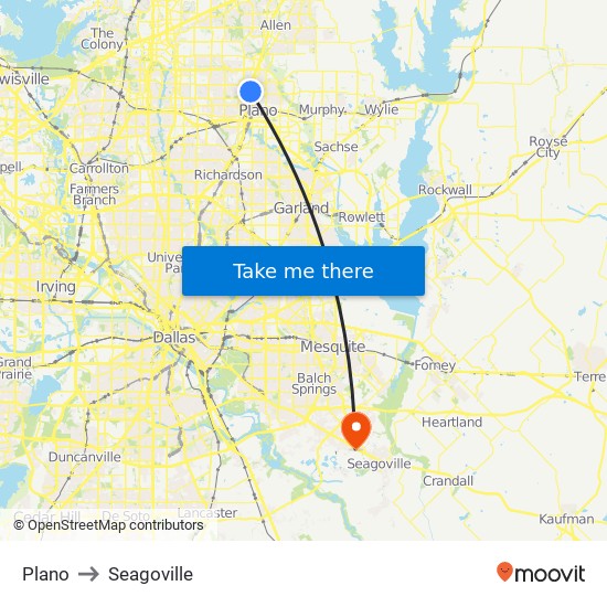 Plano to Seagoville map